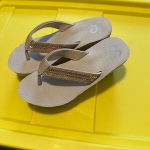 Elegant Beige Sandals with Gold Accents